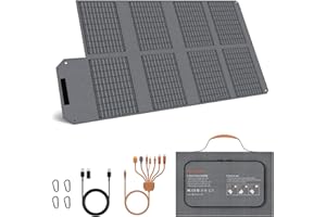 MHPOWOS Panneau solaire portable 80 W, chargeur solaire pliable 19 V avec sorties USB C, USB A et DC, étanche IP65, pour station d'alimentation portable, iPhone, iPad, camping, randonnée, voyage en