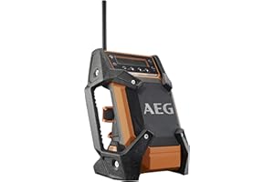 AEG - Radio 12V et 18V, + 240V - Fonction Dab+ / Prise Jack + USB : Branchement Téléphone, MP3, Tablette, (sans Batterie, ni Chargeur) - BR1218C-0