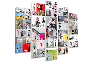 Giallobus - 5 Panneau Multiple Art Board - Banksy - Collage de Banksy 2 - Bois MDF - 140x100