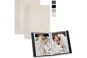 Lanpn Fotoalbum 9x13 50 2 Packungen, Klein Mini Leinen Einstecken Einsteckalbum für Hochformat Fotos Bilder Beige
