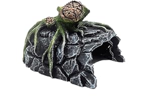 Movoja Dekoracja akwarium – duża jaskinia z pniem drzewa – na słodką i słoną wodę – również dla żółwi – pień drzewa wycięty ornament akwarystyka