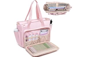 Fasrom Bolsa para Profesores con Compartimento para Portátil, Bolsa de Trabajo para Profesores para Mujer, Rosa
