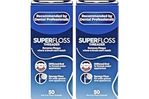 W-DIRECT Super Floss Threaders for Braces, Bridges & Implants – 100 Pre-Cut Soft Interdental Dental Floss Strands – Easy Threading, Plaque Removal & Gum Care (2 Pack)