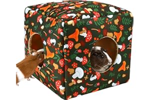 CAKEFLY Large Guinea Pig Hideout Rabbit Bed Cubic Guinea Pig House Accessories Machine Washable Rabbit House Hideaway Hamster Bed for Small Pet Bunny Chinchilla Ferret