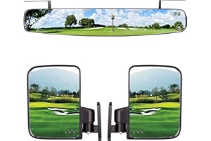 10L0L Newest Golf Cart Folding Side Mirrors and Rear View Mirror 16.5" Extra Wide Panoramic Golf Cart Mirrors Fits for Club Car EZGO Yamaha Combo Pack …