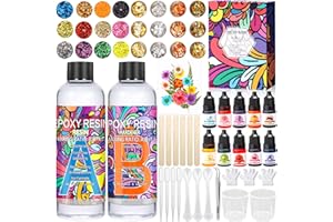 LPAOIS Epoxidharz Set Anfänger 512 ml Harz Gießen Set, 1:1 Verhältnis Epoxy Resin Glasklar, Kristallklares Epoxy Gießharz mit Epoxidharz,Farben,Glitzer,für Schmuckherstellung Schlüsselanhänger