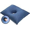 KMINA - Ear Pillow with Hole Side Sleepers, Piercing Cushion in Centre, Washable Blue - Made in Europe