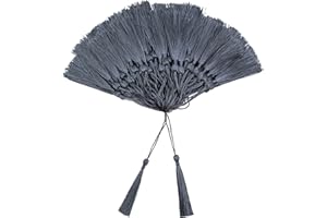VAPKER 100 Pieces Dark Gray Color 13cm/5-Inch Silky Handmade Soft Tassels Floss Bookmark Tassels with 2-Inch Cord Loop for Jewelry Making, DIY Projects, Bookmarks