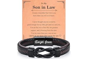 EPVID Gifts for Husband Son Boyfriend Grandson Grandad Uncle, Leather Bracelet for Brother Nephew Boyfriend, Christmas Fathers Day Birthday Valentines Gifts, Stocking Fillers for Men