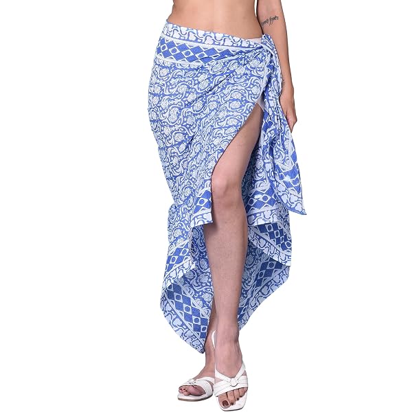 Genesis Imports Elephant Sarong Wrap From Bali - Lightweight Rayon Beach Cover Up, 65x47 Inch With Fringe - View #3