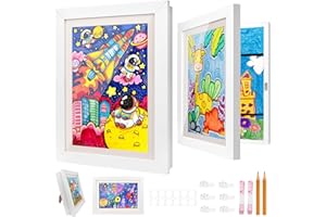 UCAMP Bilderrahmen Kinderzeichnungen A4,2 Stück Aufklappbar Bilderrahmen für Kinderzeichnungen A4,Kinder Kunst Rahmen Frontöffnung,Befüllbar Bilderrahmen A4 Befüllbare Bilderrahmen zum Öffnen,Weiß