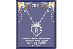 CILILI Princess Queen Crown Necklace for Girls Women, Sterling Silver Initial Letters Pendant Necklace Personalized Jewellery Gifts for Daughter Wife