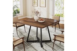 ‎TRIBESIGNS Tribesigns Esstisch, esstisch klein, Küchentisch esszimmertisch 80x80 cm, für 4 Personen, Metallfuß Industriestil, Braun