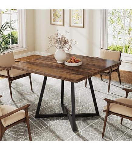 Mesa De Comedor Rústica Industrial De Madera Maciza Con Parte Superior