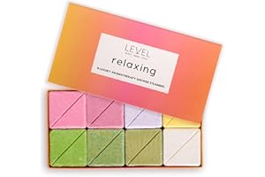 Level Body Mind Soul - Aromatherapy Shower Steamers - Relaxing, 8 Pack - Birthday Gifts for Women - Shower Bombs with Multiple Fragrances - Self Care Relaxation, Body Restore