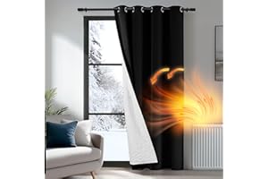 Deconovo Door Curtain Thermal, 100% Blackout Curtain 90 Inch Drop, Eyelet Panels with Thick Microfiber Liner, Droughts Reducing Drapes for Big Window, 52"x 90", 1 Panel