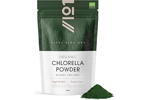 Bio Chlorella Pulver 200g - gebrochene Zellwand - kaltgepresst - wiederverschließbarer und recycelbarer Beutel von Alpha01