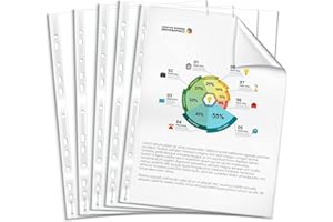 Fundas Perforadas Transparentes Multitaladro Para Folios DIN A4, 100 Unidades, Fabricadas En Polipropileno - OFITURIA (100 uds, 80 Micras)