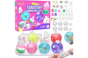 Doodora Squishy pysselset, set för barn och vuxna – gör-det-själv dina egna glittrande stressbollar med tillbehör – rolig pysselgåva till födelsedag för barn från 6 år