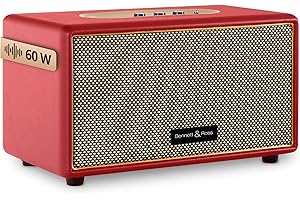 Bennett & Ross BB-860RD Blackmore - Retro Bluetooth Lautsprecher in Lederoptik - Vintage Speaker mit 2X 30W Leistung - USB-Eingang mit MP3-Player - 3,5mm Klinke Aux-Anschluss - Rot