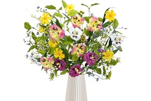 KBRAKSI 3 Bouquets Fleurs Artificielles Extérieures Fleurs Artificielles Deco Fausse Fleur Fleur Artificiel en Plastique Résistantes Fleur Artificielle Exterieur pour Intérieurs et Extérieurs Jardin