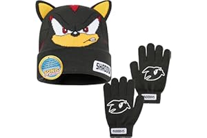 SONIC THE HEDGEHOG Ensemble Bonnet et Gants Hiver Garçon 4–12 ans, Tricot Enfant Chaud, Accessoires Garçon, Idée Cadeau