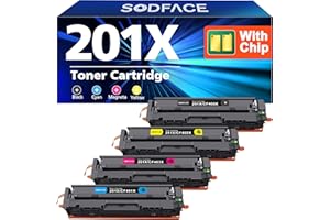 SODFACE 201X 201A Toner Cartridge Compatible for HP M277dw Toner 201X 201A for Color LaserJet Pro MFP M277dw M252dw M277n M274n M252n CF400X CF401X CF402X CF403X (Black Cyan Yellow Magenta, 4-Pack)