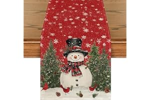 Artoid Mode Schneemann Vögel Weihnachten Tischläufer, Saisonnal Winter Küche Tisch Dekoration Drinnen Urlaub Party Dekor 40x100 cm