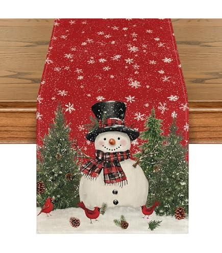 KAMACA Tischläufer „Schneemänner“ Mit Lotus-Effekt – Fleckenabweisend & Wasserfest, 40x140 Cm