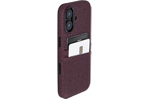 ‎DOCKEM Dockem Etui na Karty do iPhone 17 z Magnetyczną Płytką Montażową, Przycisk Sterowania Aparatem, Portfel z 2 Kieszeniami: M2 Luxe Sztuczna Skóra Styl Płótna (Burgundia)