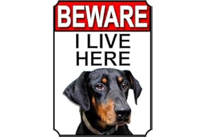 SHAWPRINT LIMITED Shawprint BEWARE I LIVE HERE METAL GATE SIGN DOBERMAN PINSCHER 200MM X 10MM (1059H1)
