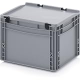 2x Eurobehälter-Eurobox 20 x 15 x 13,5 mit Scharnierdeckel inkl. gratis Zollstock, 2er Set