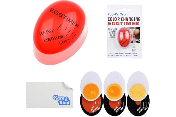 Kare & Kind Äggtimer, 2-pack, färgändringsindikator, mjukkokta ägg, medelstora och hårda kokta ägg, säkert och hållbart köksredskap, hushållspresent