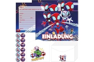 Zoriwn 12 x Spiderman Einladungskarten Kindergeburtstag Junge Mädchen für Geburtstagseinladungen Deutsche Mit Cartoon-Bilder Partyeinladungen für Kindergeburtstage