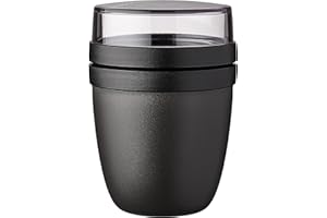 Mepal Müslibecher to go, praktischer Joghurtbecher to go - Unterteilung für Joghurt & Müsli - Geeignet für Gefrierschrank, Mikrowelle & Spülmaschine - 500 ml + 200 ml - Nordic Black