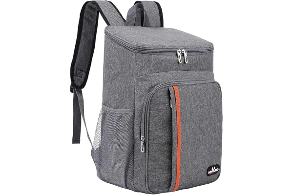 QINGLOU Sac à Dos Glacière Isotherme 25L, Sac de Pique-Nique Sac Isotherme Portable Cooler Backpack Bag, pour Homme Femme au Travail,à l'école,Les Pique-niques,randonnée,Camping (A.Gris)
