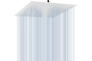 Soffione Per Doccia da 40.5cm Voolan, Testa Doccia Piazza ad Alta Pressione in Inox 304, Ti Offre Un'Esperienza di Doccia Confortevole Anche a Basse Pressioni d'Acqua e Consente (Cromo)