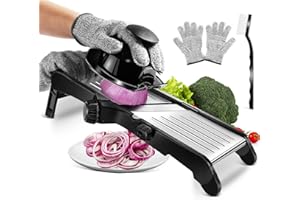 MASTERTOP Mandoline de Cuisine Réglable et Professionnelle, Coupe-Légumes Multifonctions en Acier Inoxydable, avec Lame Tranchante Intégrée, Mandoline Japonaise pour Tranche, Julienne et Gaufre