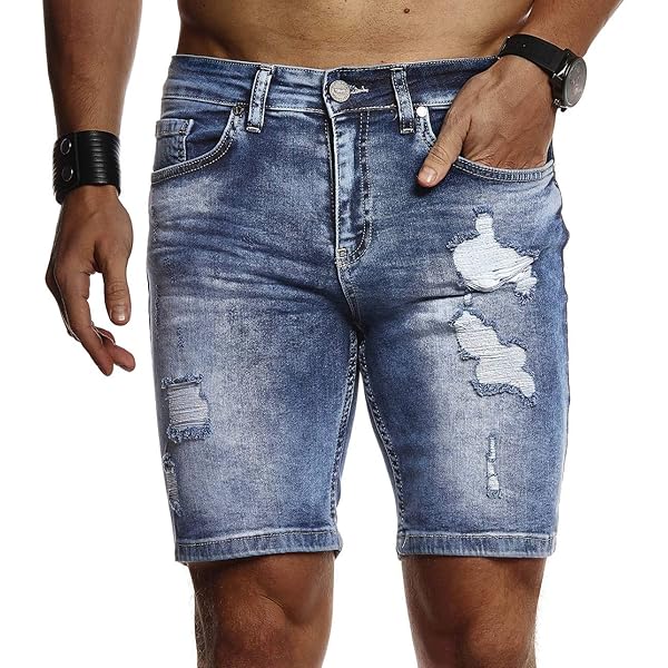 Leif Nelson Basic LN-1397 Korte broek voor heren, jeansshorts, denim, zomer, vrijetijdsbroek, zwart, 34