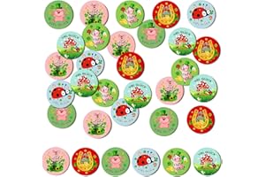 ‎CHARFIA Charfia 24 Bunten Stück Glücksbringer Holztaler, 4cm Kleine Glückstaler, Glücksschwein, Hufeisen, Marienkäfer und Fliegenpilz, Geschenk Für Silvester, Neujahr, Prüfungen, Abitur & Führerscheinprüfung