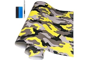 NewL Camo vinylfilm kamouflagebilfolie för bilstyling cykel dator laptop scooter motorcykel (gul, 30 cm x 150 cm)