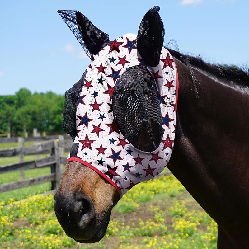 Harrison Howard Elasticidad Máscara de Mosca de Caballo Magnífico Comodidad con protección UV Estándar Máscara de Mosca de Caballo para Caballo-Estrella de los sueños (L)