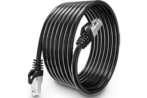 MEIPEK Cable Ethernet 10 Metros, Cat 6 Cable de Red Exterior FTP Blindado Cable a Granel Rj45 Network Cable Negro Cable Internet Alta Velocidad Cable Lan 250MHz Cabo de Rede para Enrutador Módem