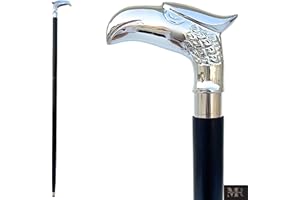 MEDIEVAL REPLICAS liquidation de Produits Vente 50% Cane et bâton de marche ** Symbole de puissance et de force ** SouvNear 95 cm Rare Eagle Head de canne en bois with argent nickelé Poignée décorative