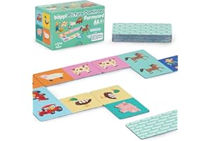 boppi Domino-Set, Bilderspiel für Kleinkinder – Buntes Domino Spiel ​​mit Bauernhof Tiere Motiven, Pädagogisches Spielzeug Domino für Kinder – Spiele für Kinder ab 3 Jahren
