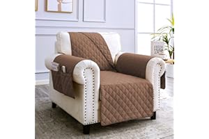 sevi's Housses de Canapé 1 Place 60cm Impermeable avec Accoudoirs, Réversible Protégé Canapes -Marron Clair