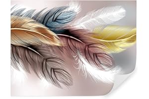 GENERIC Tapeko - Carta da parati 3d, piume colorate, fotomurali premium 360x250 cm, stile effetto parete 3d, piume, carta da parati 3d per camera letto, soggiorno, multicolore u41008