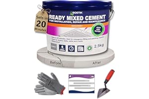 DECORATOR'S FRIEND Cement Ready Mixed for Outdoor Use, Waterproof, Quick Dry - Concrete Mix Mortar Repair Kit for Cracks, Holes, Steps & More - 20 Mins Rapid Setting Cement Mix 2.5kg, Pointing Trowel, Gloves & Tips Card