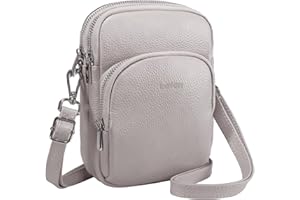 befen Etui na telefon komórkowy z prawdziwej skóry do powieszenia, trzy kieszenie na zamek błyskawiczny, kieszeń na telefon komórkowy z blokadą RFID, kieszonkami na karty, mała torba