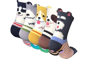 Chalier Cozy 5 Paar Damen Socken Tiere Lustige Bunte Socken Baumwolle mit Süße Katze Socken Geschenk für Damen Einheitsgröße